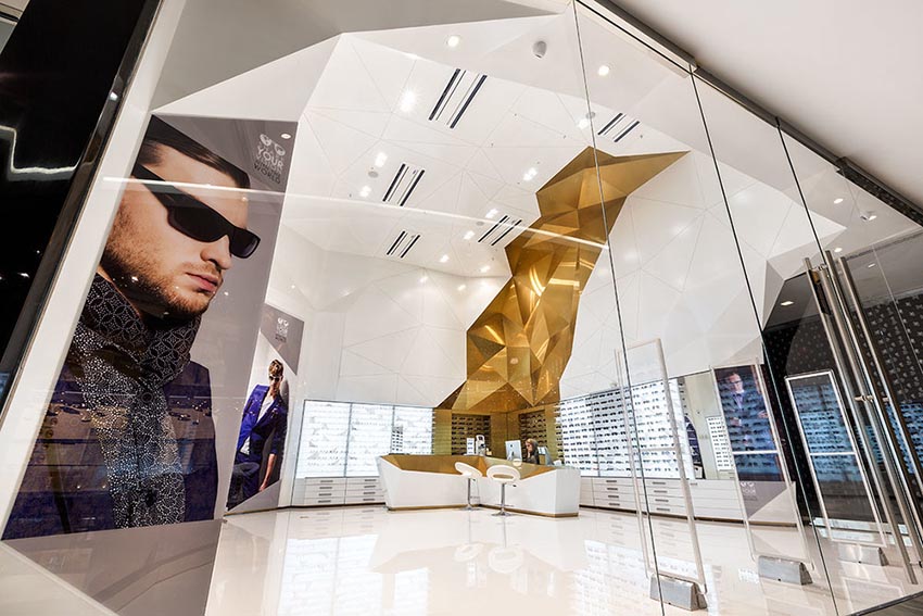 طراحی داخلی فروشگاه عینک-فرفورژه