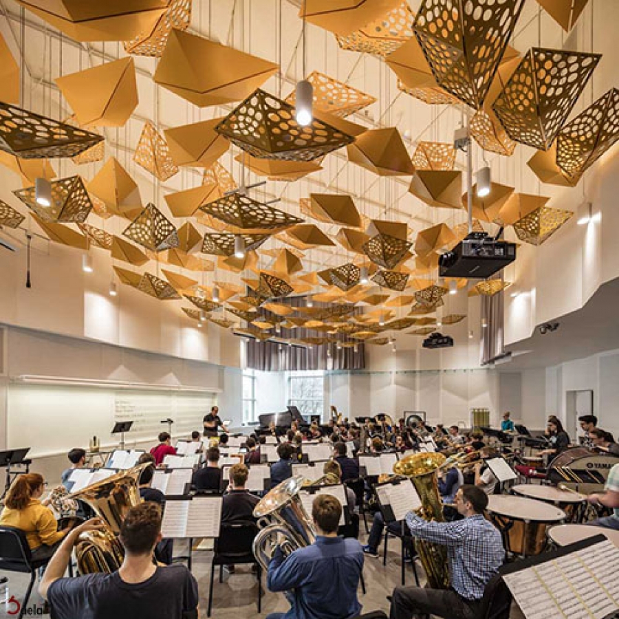 طراحی سقف سالن کنسرت Voxman با فرفورژه جدید