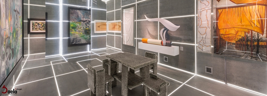 طراحی داخلی دفتر با سنگ و LED