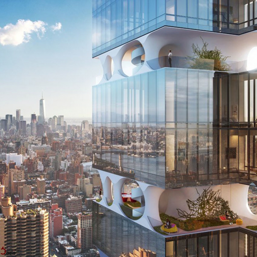 طراحی برج با باغ میان طبقاتی