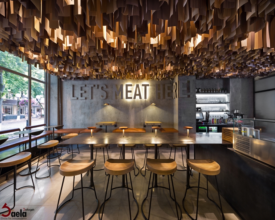 سایه ای بر دکوراسیون رستوران برگر