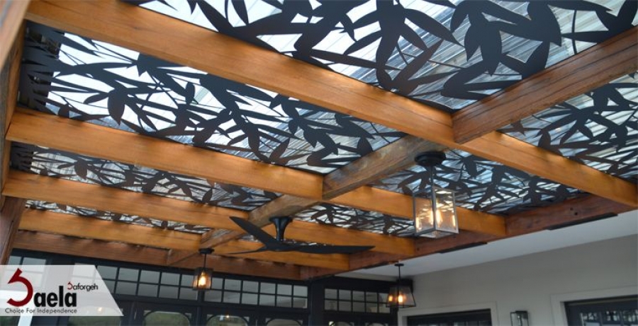 سایه بان حیاط زیبا با فرفورژه