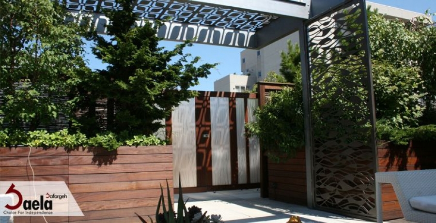 طراحی محوطه حیاط زیبا با فرفورژه