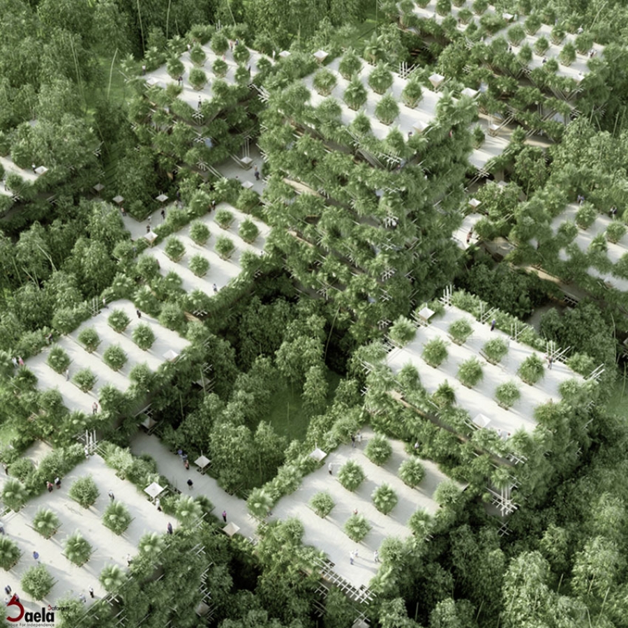 طراحی سایبان های جنگلی بامبو